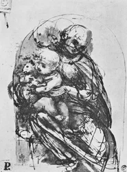 Madonna und Kind mit einer Katze