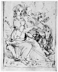 Jungfrau mit Einhorn, um 1480, 1954