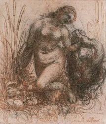 Studie für Leda und der Schwan von Leonardo da Vinci, Zeichnung