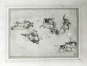 Studie von Reitern im Kampf, 1503-4