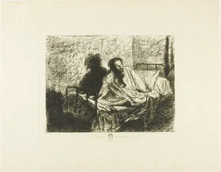Porträt von Charles Meryon im Bett sitzend