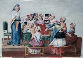 Französische Revolution (1789): Patriotischer Frauenklub während der Revolution. Gemälde der Brüder Lesueur (18. Jahrhundert). Paris, Musée Carnavalet.