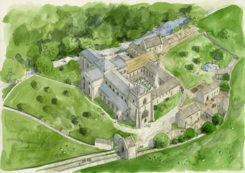 Rekonstruktion von Shap Abbey in den 1530er Jahren