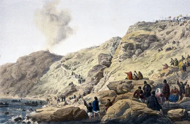 Kabelverlegung, Foilhummerum Bay, in der Nähe von Valentia, Irland