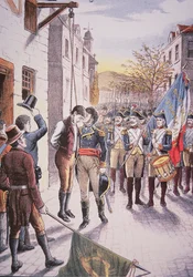 Der französische General Jean Sarrazin küsst den gehängten irischen Rebellen Patrick Walsh