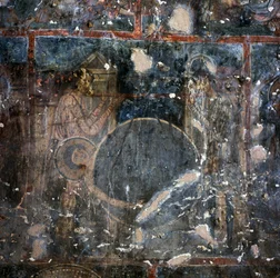 Fresko im Kloster Agios Georgios, Diavaide, Kreta, Griechenland