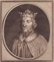 Porträt von Alfred dem Großen (849-889), König von Wessex, Vereinigtes Königreich, Kupferstich von John Goldar (1729-1795)