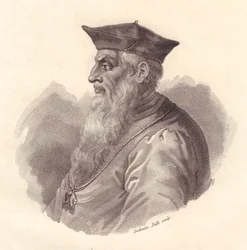 Porträt des italienischen Admirals Andrea Doria (1466-1560), Kupferstich von Ludovico Pelli