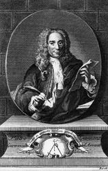 Porträt von Pietro Giannone (1676-1748), italienischer Philosoph, Historiker und Jurist, Gravur von Antonio Baratti (1724-1787) aus Istoria civile del Regno di Napoli von Pietro Giannone, veröffentlicht von Giambattista Pasquali