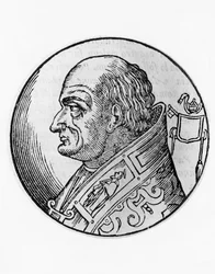 Porträt von Papst Leo III. (750-816), 96. Papst der katholischen Kirche ab 796, Gravur