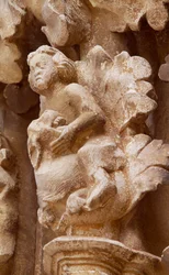 Spanien, Navarra, Ujué, Kirche Santa Maria, Architekturdetail