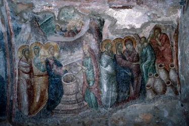 Die Hochzeit zu Kana, Fresko in der Agia Sophia Kirche