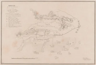 Skizze der Festung Ghuznee. Am 23. Juli 1839 im Sturm erobert