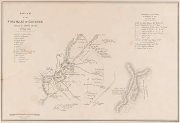 Skizze der Festung Ghuznee. Am 23. Juli 1839 im Sturm erobert