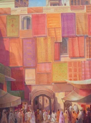 Stadtmauer mit Teppichen, Jaisalmer