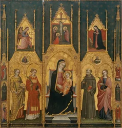 Altarbild der Jungfrau mit den Heiligen Agatha, Stephanus, Franziskus und einem Märtyrerheiligen