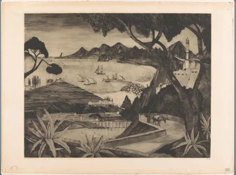 Berglandschaft mit Bucht auf Korsika