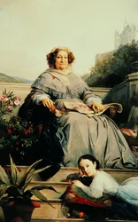 Porträt von Madame Clicquot, geb. Ponsardin 1777-1866 mit ihrer Tochter, zwischen 1851 und 1860