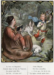 Illustration von Lorenz Frolich (1820-1908) für das Volkslied „Der gute König Dagobert“. Ausgabe J. Hetzel. Um 1880