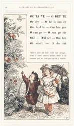 Octave, Odette, Orden, Gehorsam, Regenschirm, Schatten, Orange, Orangerie, Auge, Nelke, Schatten, Vögel, Geruch, Seite 28 - Alphabet von Mademoiselle Lili, von L. Froelich und einem Vater (Hetzel selbst). Bibliothèque & Magasin d