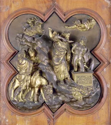 Die Opferung Isaaks, bronzenes Wettbewerbsrelief für die Baptisteriumstüren in Florenz, 1401