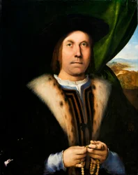 Porträt eines Mannes mit einem Rosenkranz, ca. 1520
