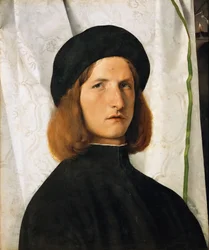 Renaissance: Porträt eines jungen Mannes vor einem weißen Vorhang