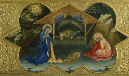 Geburt Christi, Szene aus der Predella der Krönung der Jungfrau von Lorenzo Monaco (ca. 1370-1425), 32 x 53 cm
