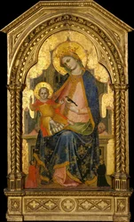 Madonna und Kind auf dem Thron mit zwei Stiftern, ca. 1360-65
