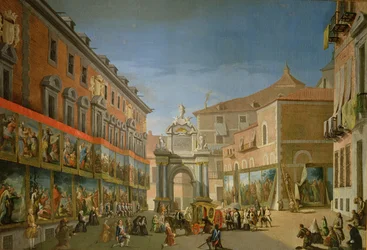 Der Triumphbogen der Heiligen Maria in der Hauptstraße von Madrid