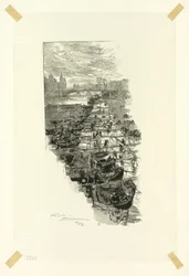 Apfelmarkt, gesehen von der Pont Louis-Philippe, Platte sieben aus Le Long de la Seine et des Boulevards
