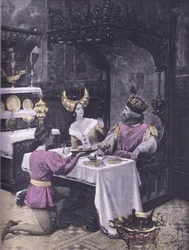 Das Hühneressen, Illustration aus Decameron von Boccaccio