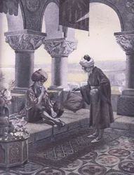 Die drei Ringe, Illustration aus Boccaccios Decamerone, veröffentlicht von der Navarre Society, 1930er Jahre