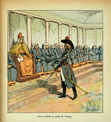 Illustration von Louis Bombled (1862-1927) aus dem Buch „Das Memorial von Saint Helena“ von Graf Emmanuel de Las Cases (1766-1842): Junot (Jean Andoche Junot, Herzog von Abrantes, bekannt als La Tempête)