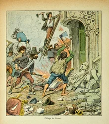 Illustration von Louis Bombled aus dem Buch „Das Memorial von Saint Helene“ von Graf Emmanuel de Las Cases: Plünderung von Rom