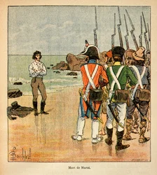 Illustration von Louis Bombled aus dem Buch „Das Memorial von Saint Helene“ von Graf Emmanuel de Las Cases: Tod von Joachim Murat