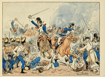 Illustration aus dem Buch „Die Helden des Jahrhunderts“, anekdotische Erzählungen von Dick de Lonlay und illustriert von Louis Bombled