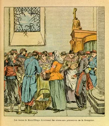 Die Armee des Ostens von Eugene Sergeant, genannt Grenest, illustriert von Louis Bombled (1862-1927) (Französisch-Deutscher Krieg; Feldzug von 1870-1871): Die Frauen des Dorfes Raon-l