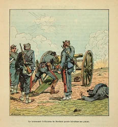 Die Armee der Loire von Eugene Sergent, genannt Grenest, illustriert von Louis Bombled (Französisch-Deutscher Krieg; Feldzug 1870-1871): Schlacht von Orleans am 11. Oktober