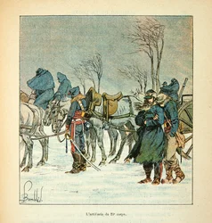Die Armee der Loire von Eugene Sergent, dit Grenest, illustriert von Louis Bombled (Deutsch-Französischer Krieg; Feldzug von 1870-1871): Die Artillerie des 21. Korps der Armee der Loire