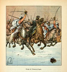 Die Armee der Loire von Eugene Sergent, bekannt als Grenest, illustriert von Louis Bombled (Deutsch-Französischer Krieg; Feldzug von 1870-1871): Angriff der 3. Afrikanischen Jäger in der Schlacht von Villeneuve d