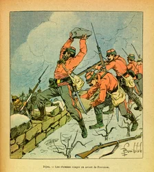 Die Ost-Armee von Eugene Sergeant, illustriert von Louis Bombled: Die roten Hemden von Garibaldi vor Fontaine
