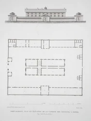 Plan und Aufriss des Sträflingsgebäudes in Port Jackson, nahe Sydney, aus 