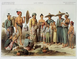 Laotische Bevölkerungen um 1870 in „Reise der Erkundung in Indochina 1866-1868“ von Francis Garnier Paris