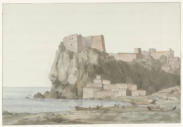 Felsen und Stadt Scilla in der Region Kalabrien an der Westküste