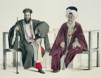 Ein griechischer Priester und ein Türke, graviert von den Thierry Brüdern, 1825