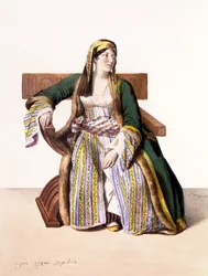 Eine griechische Frau von Livery - Platte XVI, graviert von Lemercier aus 