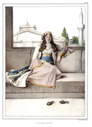 Ein Athener. in „Reise nach Athen und Konstantinopel, oder Sammlung griechischer und osmanischer Porträts, Ansichten und Kostüme, nach der Natur gemalt, lithographiert und koloriert von Louis Dupre (1789-1837), Schüler von David.1825.