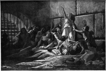 Gravur, die Velleda, die Prophetin der Sachsen, darstellt, nach einem Gemälde von Edouard Fournier 1887