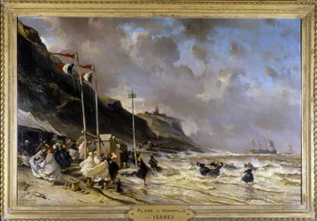 Strand von Granville - Öl auf Leinwand, von Eugene Louis Gabriel Isabey (1803-1886)